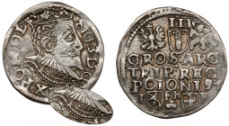 Zygmunt III Waza, Trojak Poznań 1597 - CIEKAWA zbroja i kryza