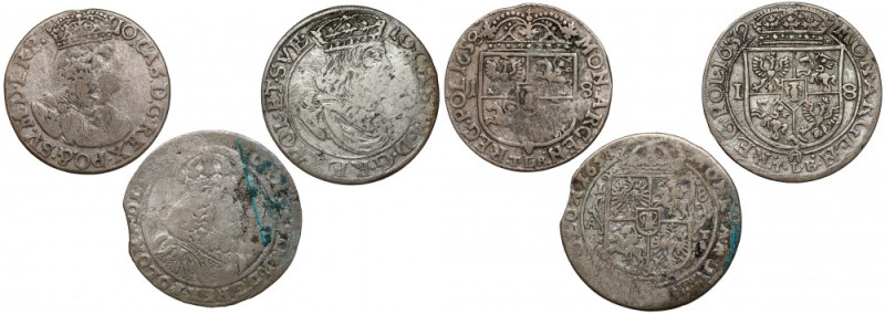 Jan II Kazimierz, Orty Kraków i Poznań 1658-1659, w tym rzadkie (3szt) W zestawi...