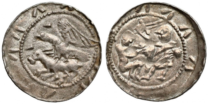 Władysław II Wygnaniec, Denar - Orzeł i Zając - gwiazda / trójkąty Kolejna piękn...