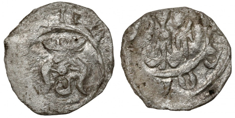 Kazimierz III Wielki, Denar Kraków - KAZIMIR Ładny, z połyskiem. Odmiana z KAZIM...