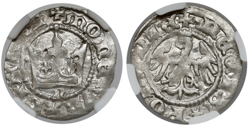 Władysław II Jagiełło, Półgrosz Kraków - typ 2 - litera N Pięknie zachowany, wcz...