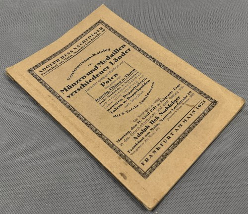 Adolph Hess 1921 r. - katalog aukcyjny w tym Polska Łącznie 1882 pozycji aukcyjn...