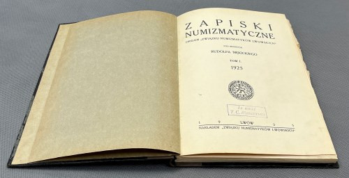 Zapiski Numizmatyczne 1925 - kompletny rocznik Kompletny I rok we wspólnej opraw...