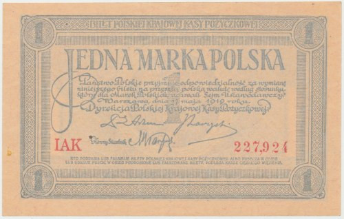 1 mkp 1919 - I AK Reference: Miłczak 19b
Grade: UNC/AU 

More photos and full...