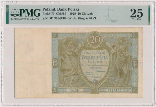 20 złotych 1929 - Ser.DD. Reference: Miłczak 69
Grade: PMG 25 

More photos a...