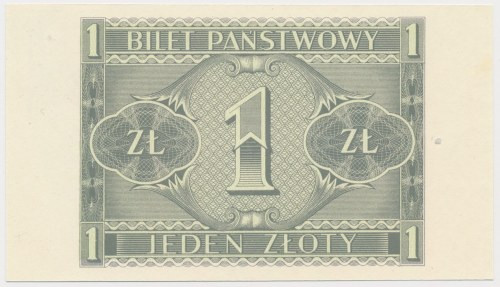 1 złoty 1938 Chrobry - tylko druk rewersu Wykonany tylko druk główny rewersu, aw...