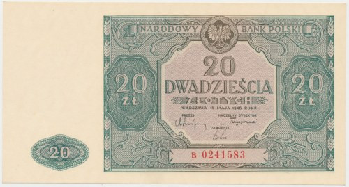 20 złotych 1946 - B - mała litera Reference: Miłczak 127a
Grade: UNC 

More p...