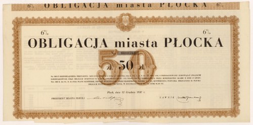 Płock, 6% Obligacja na 50 zł 1930 

More photos and full item description avai...