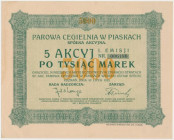 Parowa Cegielnia w Piaskach, Em.1, 5x 1.000 mkp 1923