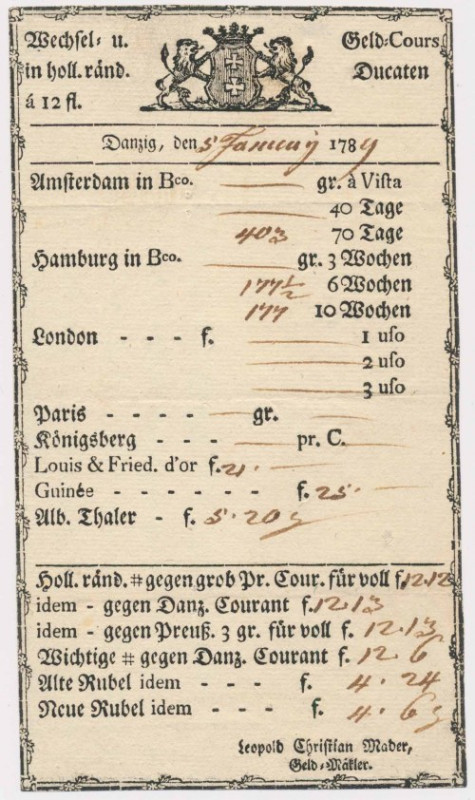 Kwit, Gdańsk 1789 Wymiary: 100 x 175 mm.&nbsp; 

More photos and full item des...