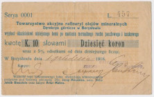 Borysław, Tow. Akc. rafineryi i olejów mineralnych, 10 koron 1918