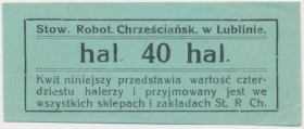 Lublin, Stowarzyszenie Robotników Chrześciańskich, 40 halerzy - blankiet