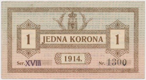 Lwów, 1 korona 1914 Ser.XVIII Reference: Podczaski G-203.A.1.p
Grade: VF+ 

M...