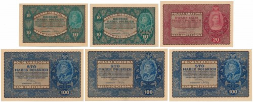 Zestaw 10, 20 i 100 mkp 08.1919 (6szt) 
Grade: UNC/AU 

More photos and full ...