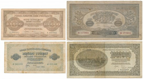 Zestaw od 100.000 do 1 mln mkp 1923 (4szt) 
Grade: F-VF 

More photos and ful...