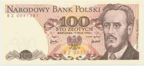 100 złotych 1976 - BZ Reference: Miłczak 146
Grade: UNC 

More photos and ful...