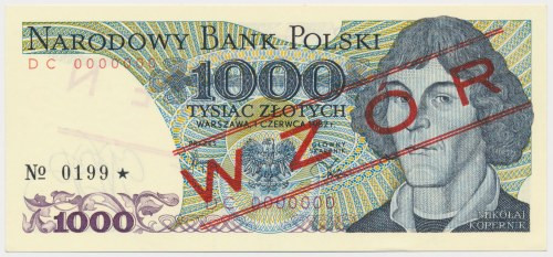 1.000 zł 1982 - WZÓR - DC 0000000 - No.0199 Reference: Miłczak162Wa
Grade: UNC ...