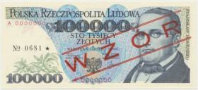 100.000 zł 1990 - WZÓR - A 0000000 - No.0681