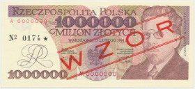 1 mln zł 1991 - WZÓR - A 0000000 - No.0174