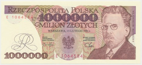 1 mln złotych 1991 - E Reference: Miłczak 189
Grade: UNC 

More photos and fu...