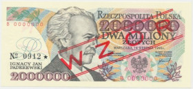 2 mln zł 1992 - WZÓR - B 0000000 - No.0912