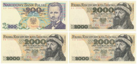 200 zł 1988 i 3x 2.000 zł 1979-82 - zestaw (4szt)