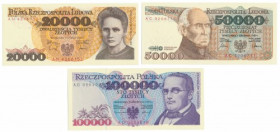 Zestaw 20.000, 50.000 i 100.000 zł 1989-1993 (3szt)