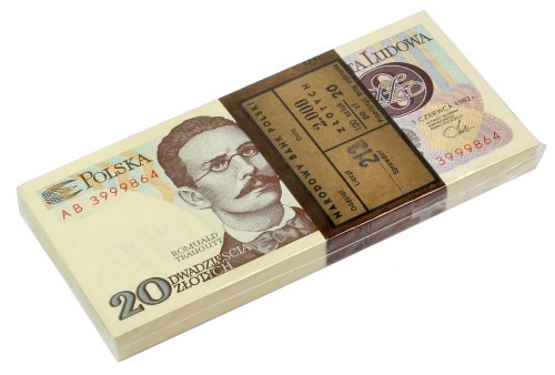 Paczka bankowa 20 złotych 1982 - AB Paczka zafoliowana.&nbsp;
Reference: Miłcza...
