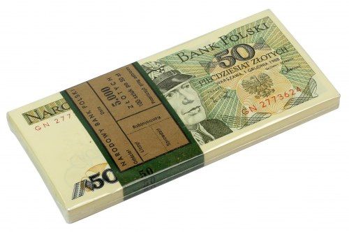 Paczka bankowa 50 złotych 1988 - GN Paczka zafoliowana.&nbsp;
Reference: Miłcza...