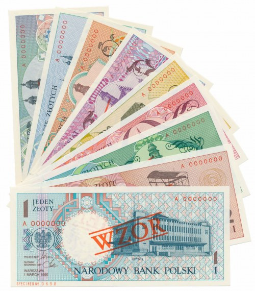 Miasta Polskie - komplet WZORÓW nr 0698 50 zł st.1-, nagniotki; pozostałe st.1 ...