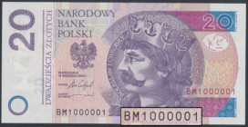 20 zł 2016 BM - 1000001 - PIĘKNY numer radarowy