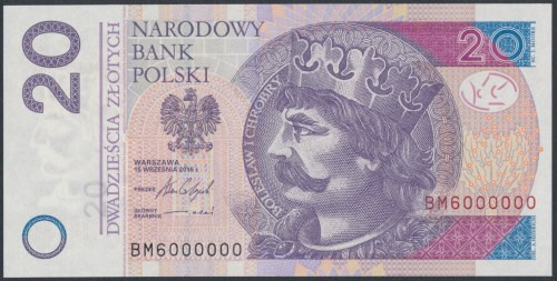 20 zł 2016 BM - 6000000 - milionowy 
Grade: UNC 

More photos and full item d...