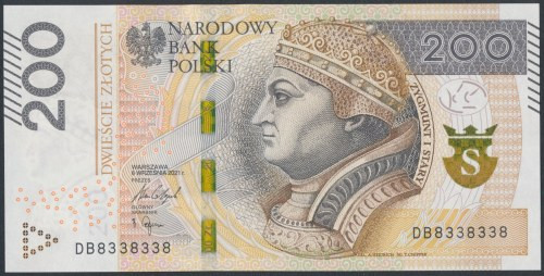 200 zł 2021 DB - 8338338 - radarowy 
Grade: UNC/AU 

More photos and full ite...