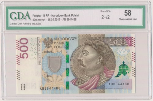 500 zł 2016 AB - 8844488 - radarowy 
Grade: GDA 58 

More photos and full ite...