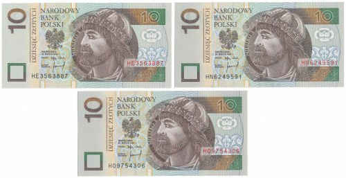 10 złotych 1994 - HE, HN i HO (3szt) Reference: Miłczak 196b
Grade: UNC 

Mor...