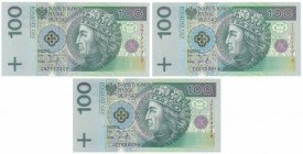 100 złotych 1994 - GN, IX, JE (3szt)