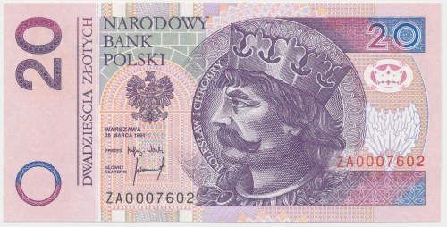 20 złotych 1994 - ZA - seria zastępcza Reference: Miłczak 197c
Grade: UNC/AU 
...