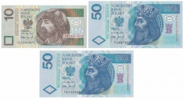 10 i 50 złotych 1994 - serie zastępcze (3szt)