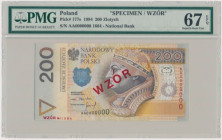 200 złotych 1994 - WZÓR - AA 0000000 - Nr 1664