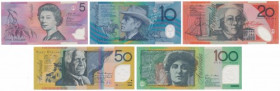 Australia, 5 - 100 Dollars 1995-2014 - Polymers (5pcs)