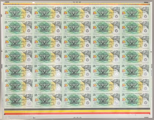 Papua-Nowa Gwinea, 2 Kina (2000) - Uncut sheet Wymiary: 72 x 56.5 cm.&nbsp; Refe...