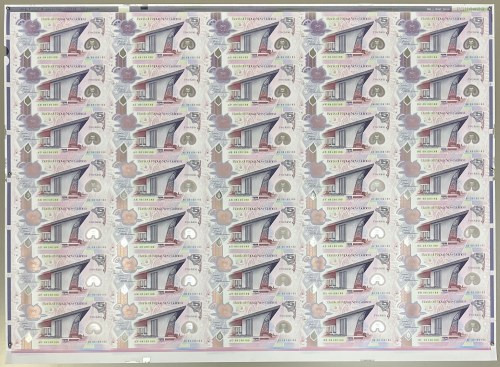 Papua-Nowa Gwinea, 5 Kina (2008) - Uncut sheet Wymiary arkusza: 72.5 x 53 cm.&nb...