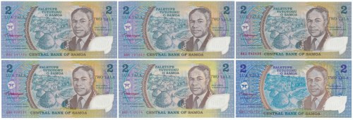 Samoa, 2 Tala (1990) - Polymers (6pcs) Reference: Pick 31c-31e
Grade: UNC 

M...