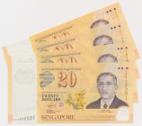 Singapore, 20 Dollars 2007 - Polymers (4pcs)