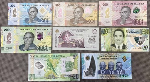 Afirica, set of polymer banknotes (8pcs) 
Grade: UNC 

More photos and full i...