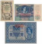 Austria, 1 Gulden 1866 & 50 & 1.000 Kronen 1902-1914 (3pcs)