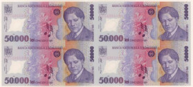 Romania, 50.000 Lei 2001 - Polymer - Block of 4 with certificate