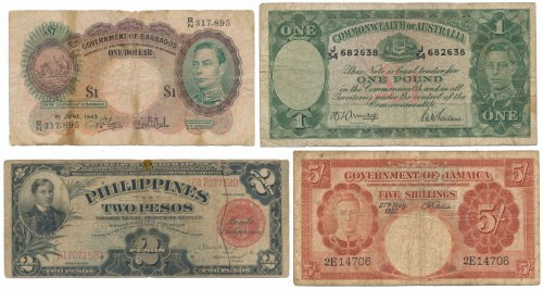 British Commonwealth & Philippines - banknotes lot (4pcs) 
Grade: F-VG 

More...