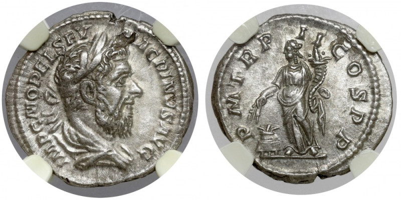 Macrinus (217-218 AD) AR Denarius, Rome Obverse: IMP C M OPEL SEV MACRINVS AVG L...