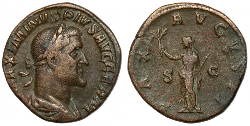 Maximinus Thrax (235-238 AD) Sestertius, Rome Obverse: MAXIMIANVS PIVS AVG GERM ...